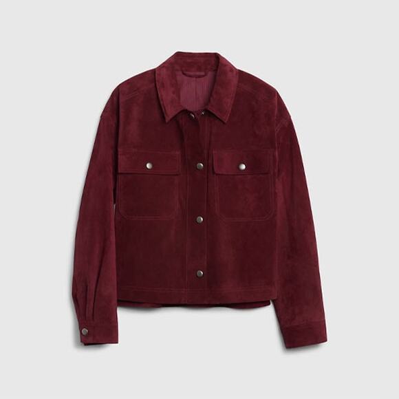 GAP Jackets & Blazers - GAP Burgundy Red Suede Trucker Jacket - Size XS